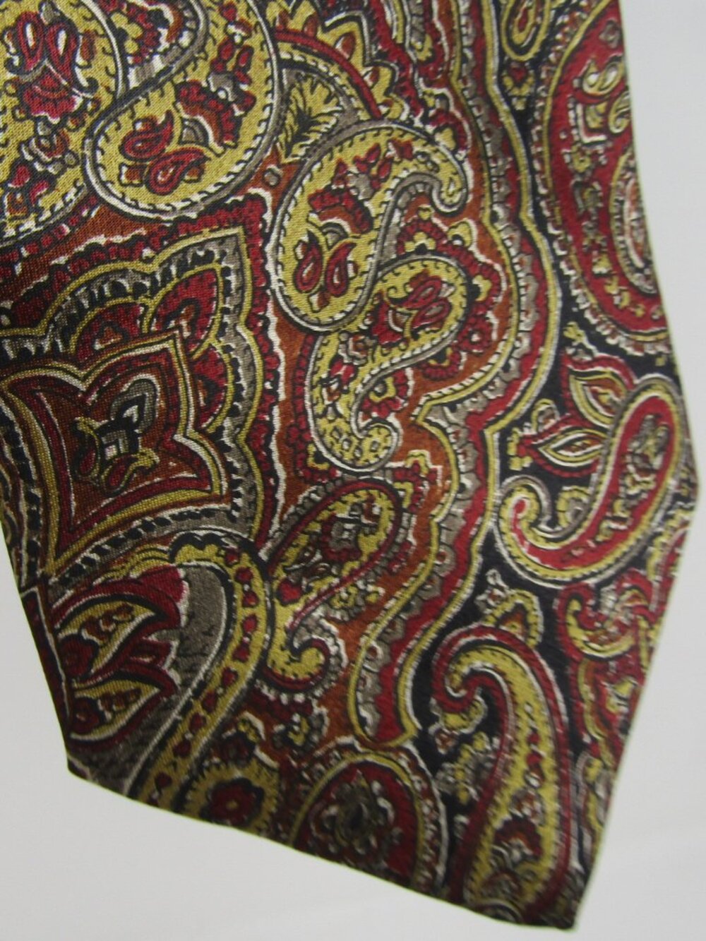 Vintage Principe Silk Paisley Tie Red Gold Intricate Italian Fabric Made in USA